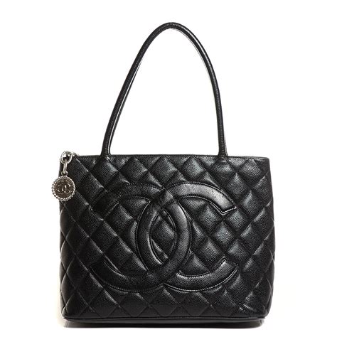 chanel black caviar|CHANEL Caviar Quilted Medallion Tote Black .